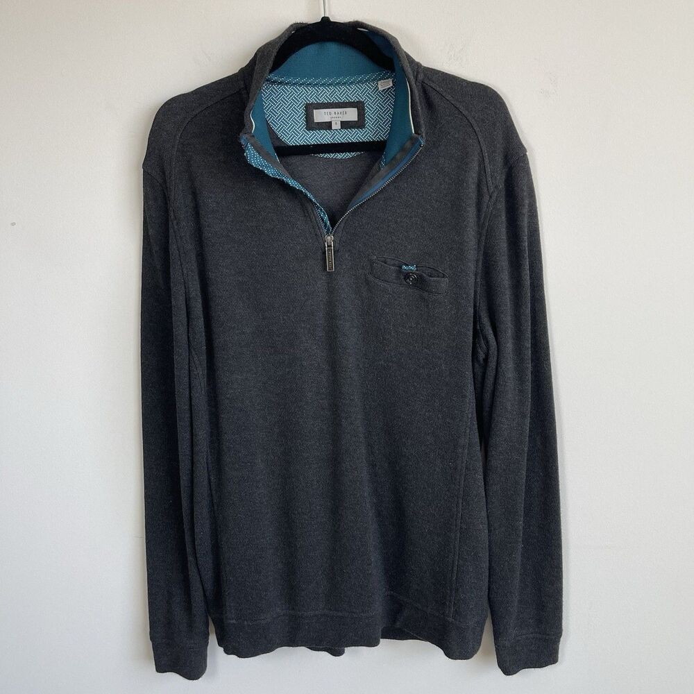 Ted Baker Men’s 1/4‎ Zip Sweater 5 - XL Preppy Old Money Business Pullover